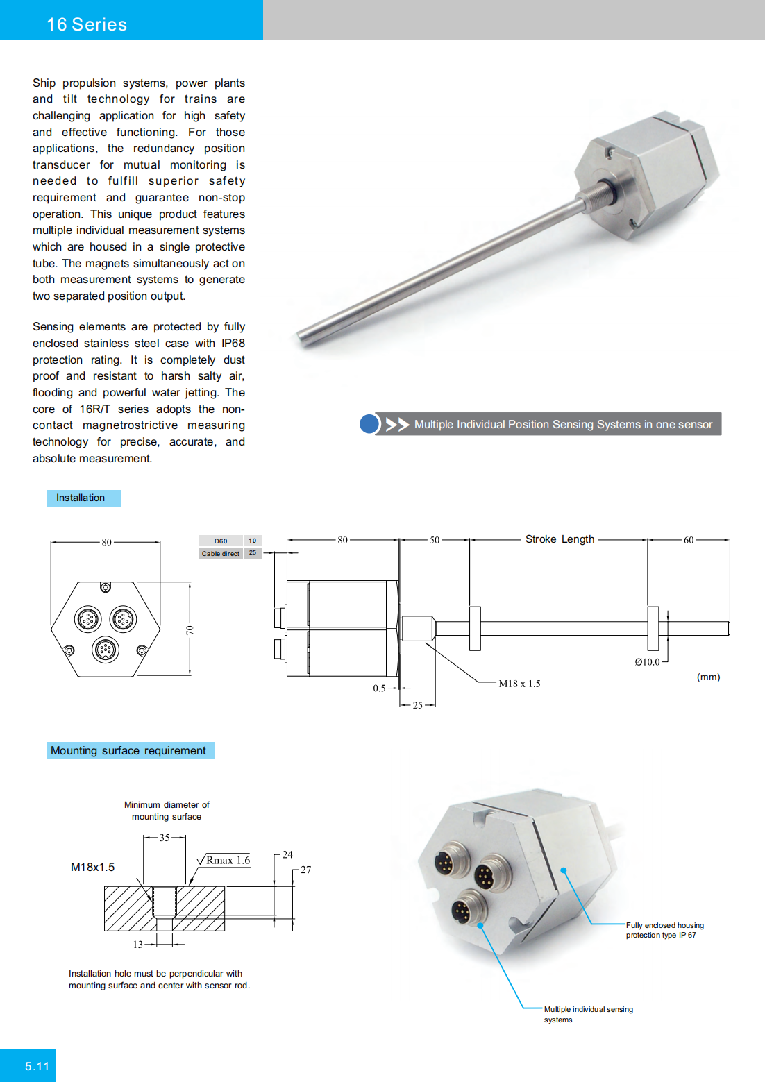 冗余型磁致伸縮位移傳感器